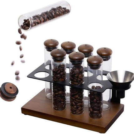 Coffee Bean Cellar Tubes Single Dose Set of 8 Borosilicate Glass Sealing Tubes for Espresso Enthusiasts and Baristas One-Way Exhaust Valve Stopper for Smoother Pouring Without threads.