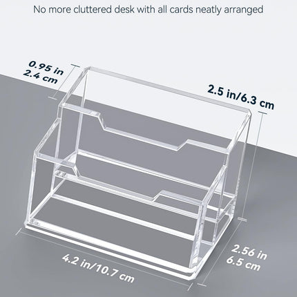 Acrylic Business Card Holder for Desk 2 Slots Clear Business Card Display Stand for Men & Women Desktop Business Card Organizer Card Stand, 120 Card Capacity.