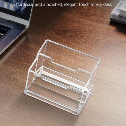 Acrylic Business Card Holder for Desk 2 Slots Clear Business Card Display Stand for Men & Women Desktop Business Card Organizer Card Stand, 120 Card Capacity.