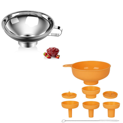 Wide Mouth Stainless Steel Funnel + Food Grade Plastic Cooking Canning Funnel.