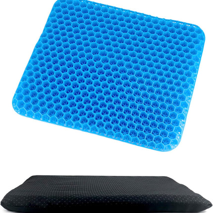 Gel Seat Cushion, Gel Cushion, Cool & Breathable & Non-Slip for Car, Office, Home, Wheelchair (Blue, 40 x 35 x 3.2 cm).