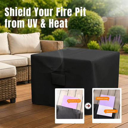 Square Fire Pit Cover, Fits for 28-32 Inch Fire Pit Table, Waterproof and Windproof, 32 x 32 x 24 Inches, Black.