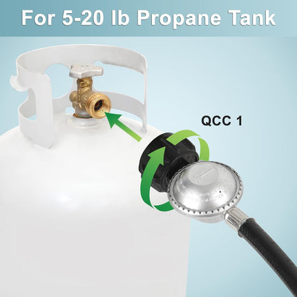 2 Feet Propane Regulator and Hose, Replacement Grill Part for Weber Spirit/Genesis, Blackstone 28"/36" Griddles, Patio Heater, Fire Pit and More, 3/8" Female Flare for Most LP Gas Grills.