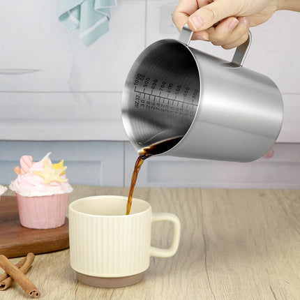 304 Stainless Steel Measuring Cup 32 OZ with OZ/ML Graduations, 4 Cup Kitchen Mixing Pitcher, Precision Engraved Markings, Container for Baking and Frothing, 1 Liter.