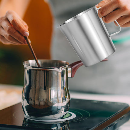304 Stainless Steel Measuring Cup 32 OZ with OZ/ML Graduations, 4 Cup Kitchen Mixing Pitcher, Precision Engraved Markings, Container for Baking and Frothing, 1 Liter.