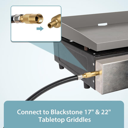 6 Feet Propane Regulator and Hose for Blackstone 17 & 22 Inch Tabletop Griddle, Connect to 5-20 LB Propane Tank.