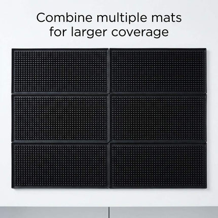12"x6" Black Rubber Bar Mat – 6 Pack Non-Slip Drainage Pad for Coffee Stations, Home Bars & Kitchens.