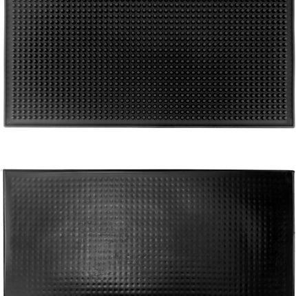 12"x6" Black Rubber Bar Mat – 6 Pack Non-Slip Drainage Pad for Coffee Stations, Home Bars & Kitchens.