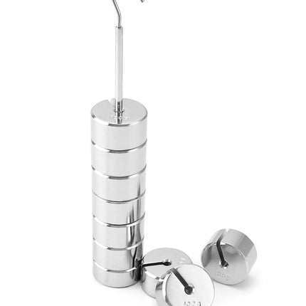 Lab Slotted Mass Set, Chromium-Plated Metal Slotted Weights, One Set - Total 1000g - Includes 9 Weights (100g Each) & One Hanger (100g).