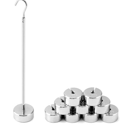 Lab Slotted Mass Set, Chromium-Plated Metal Slotted Weights, One Set - Total 1000g - Includes 9 Weights (100g Each) & One Hanger (100g).