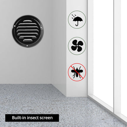 4" Black Soffit Vent Cover with Screen Mesh, 10 Pack Round Metal Air Vent Louver, 5-11/16" Diameter Grill Cover, Round HVAC Vents.
