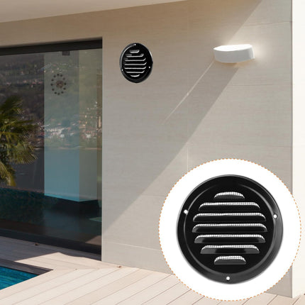 4" Black Soffit Vent Cover with Screen Mesh, 10 Pack Round Metal Air Vent Louver, 5-11/16" Diameter Grill Cover, Round HVAC Vents.