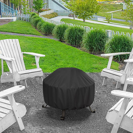 Fire Pit Cover Round 36 In, Outdoor Fire Pit Cover for 30-36 Inches Fire Pits, Windproof Drawstring & Waterproof Layer, Black.