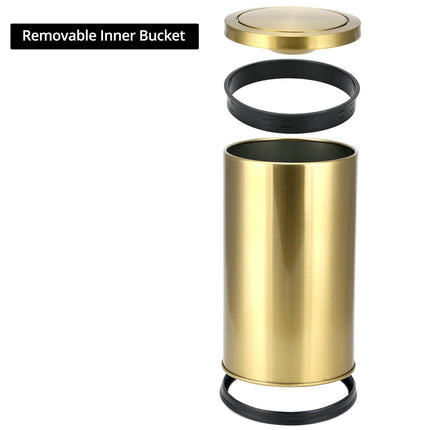 Antique Gold Trash Can, 2.4 Gallons Stainless Steel, Waterproof, Rustproof with Swing Lid.