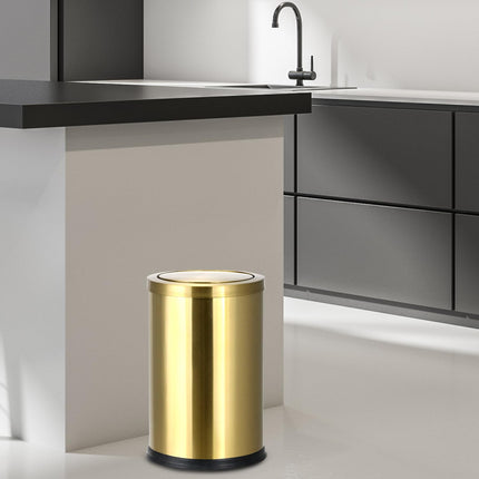 Antique Gold Trash Can, 2.4 Gallons Stainless Steel, Waterproof, Rustproof with Swing Lid.
