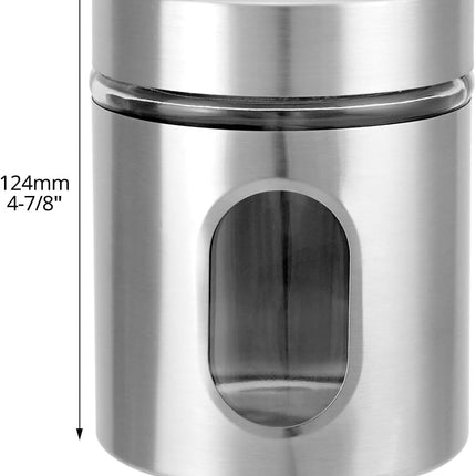 6 Pack 20 oz Stainless Steel Glass Kitchen Canisters Set, Airtight Food Storage Containers with Window, for Flour Cookies Spices Grains.