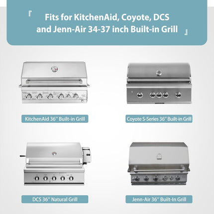 38'' Built-in Grill Cover for Coyote, DCS, Jenn-Air, KitchenAid, and Lynx, Waterproof & Windproof Island Grill Top Cover, 38" W x 28" D x 24" H.