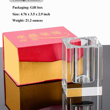 Glass Crystal Pen Pencil Cup Holder Square Clear Small Desk Table Organizer for Office School, Teacher and Student.