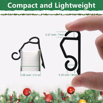 Christmas Light Clips Outdoor - 200 Pcs Holiday Lights Clip Plastic Gutter Hooks Outside Xmas Light Hangers for Hanging Christmas Halloween Decor (Black).