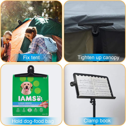 Large Bull Clips Black, 14 Pcs XL Steel Binder Paper Clips Clamps for Office, Drawing Board, Food Bags (Square).