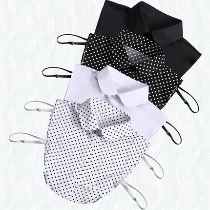 4 Pcs Fake Collar for Women Black and White Polka Detachable Dots Dickey Collar Half Shirt for Halloween Costume.