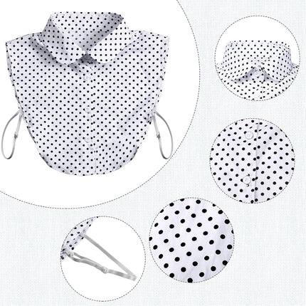 4 Pcs Fake Collar for Women Black and White Polka Detachable Dots Dickey Collar Half Shirt for Halloween Costume.