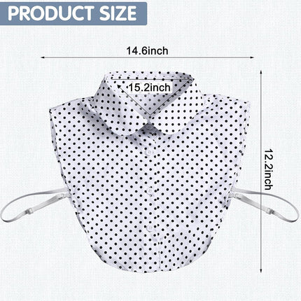 4 Pcs Fake Collar for Women Black and White Polka Detachable Dots Dickey Collar Half Shirt for Halloween Costume.