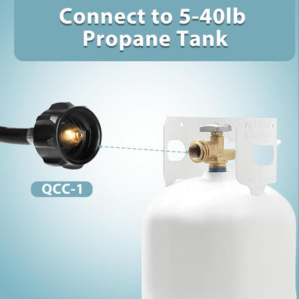 5FT Propane Extension Hose with Gauge, Propane Tank Extension Hose for RV, Gas Grill, Stove, Heater, Fire Pit and More.