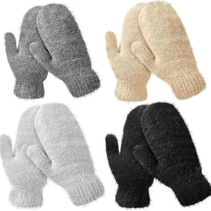 Women's Winter Mittens - Knitted Gloves, Warm Fleece & Double Wool.