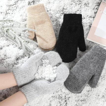 Women's Winter Mittens - Knitted Gloves, Warm Fleece & Double Wool.