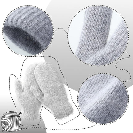 Women's Winter Mittens - Knitted Gloves, Warm Fleece & Double Wool.