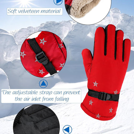6 Pairs Winter Gloves Kids Waterproof Ski Gloves Snow Warm Full Finger Snowboard Unisex Gloves for Cold Weather Boys.