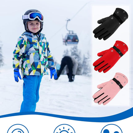 6 Pairs Winter Gloves Kids Waterproof Ski Gloves Snow Warm Full Finger Snowboard Unisex Gloves for Cold Weather Boys.