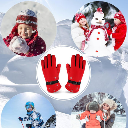 6 Pairs Winter Gloves Kids Waterproof Ski Gloves Snow Warm Full Finger Snowboard Unisex Gloves for Cold Weather Boys.