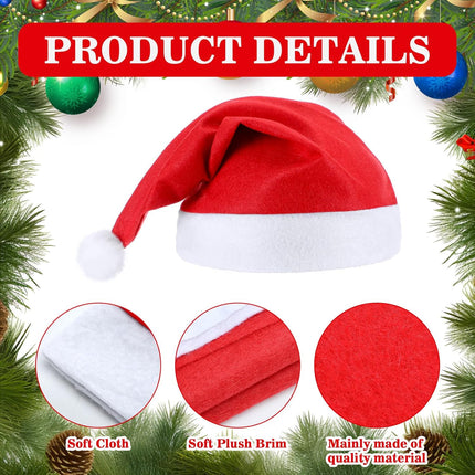 28 Pieces Christmas Red Santa Hat Xmas claus Santa plush Hat Non-woven Fabric costume hat for kids adult Christmas (12.6 x 15 Inch).