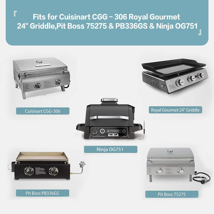 24 Inch Grill Cover for Cuisinart CGG-306 Chef's Style, Royal Gourmet 24" Griddle, Ninja OG751, Pit Boss 75275 & PB336GS and Most 2-Burner Portable Grills.