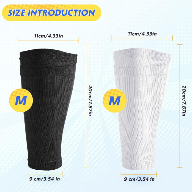 Soccer Shin Guards Sleeves 4 Pairs Flexible Soccer Shin Guard Leg Performance Support Polyester Soccer Shin Guard Sleeve Holder with Pocket for Soccer Sport.