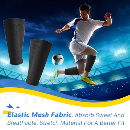 Soccer Shin Guards Sleeves 4 Pairs Flexible Soccer Shin Guard Leg Performance Support Polyester Soccer Shin Guard Sleeve Holder with Pocket for Soccer Sport.