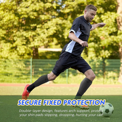 Soccer Shin Guards Sleeves 4 Pairs Flexible Soccer Shin Guard Leg Performance Support Polyester Soccer Shin Guard Sleeve Holder with Pocket for Soccer Sport.