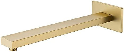 16 Inch Brushed Gold Shower Arm with Flange and Teflon Tape,Thicken Stainless Steel Extension Extender Pipe for Fixed Rain Shower Head,Extra Long High Rise Shower Head Extension Arm.91118-16BG.