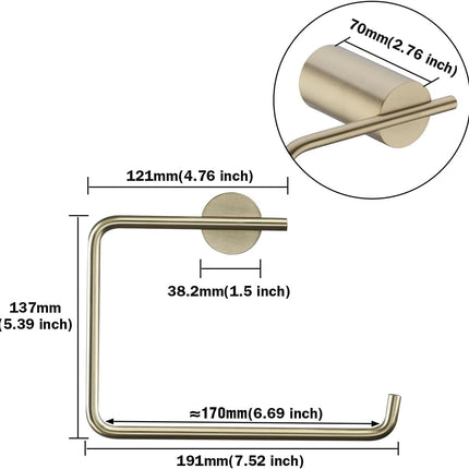 Brushed Gold Towel Ring Wall Mounted Hand Towel Holder for Bathroom Solid SUS304 Stainless Steel Bath Hand Towel Hangers.RD-96068-5BG-2.