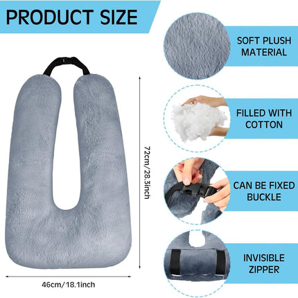 2 Pcs Car Travel Pillow for the Back Seat 28 x 18 in Sleeping Reading Pillows for Long Distance Travel Car Cushion for Kids Adults Head and Body Support U Shaped Pad for Travel(Gray, Blue).