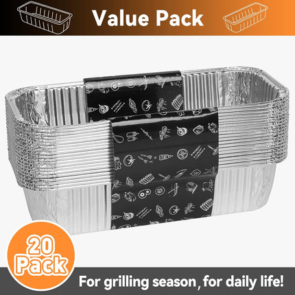 20-Pack Grill Drip Pans for Weber SmokeFire, Summit, Genesis Series, 11 x 5 Inch Disposable Aluminum Foil Grease Tray Liners.