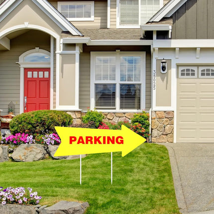12 Pcs Arrow Signs with Stakes Corrugated Plastic This Way Blank Arrow Directional Yard Signs for Wedding Parking Sign Outoor(17 x 6 Inches,Yellow).