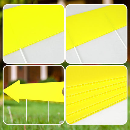 12 Pcs Arrow Signs with Stakes Corrugated Plastic This Way Blank Arrow Directional Yard Signs for Wedding Parking Sign Outoor(17 x 6 Inches,Yellow).