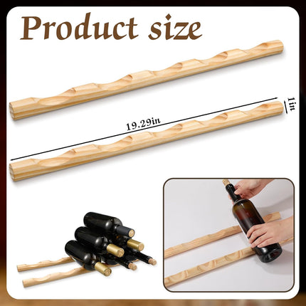 4 Pcs Compact Wooden Wine Rack Wood Wine Bottle Holder Countertop Holder Stand Display Rack Shelf Small Stackable Bottle Storage Organizer for Cabinet Fridge Tabletop Bar(5 Grooves).
