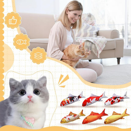 6 Pcs 12 Inch Fish-Shaped Soft Cat Cushions Pillow Realistic Pet Carp Play Pillow for Cats Birthday Gift(Classic Style).