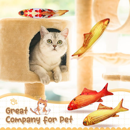 6 Pcs 12 Inch Fish-Shaped Soft Cat Cushions Pillow Realistic Pet Carp Play Pillow for Cats Birthday Gift(Classic Style).