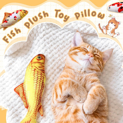 6 Pcs 12 Inch Fish-Shaped Soft Cat Cushions Pillow Realistic Pet Carp Play Pillow for Cats Birthday Gift(Classic Style).