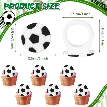 48 Pcs Soccer Ball Cupcake Rings Toppers - Sports Theme Party Decorations for Kids Birthday, Game Day Favors & Gifts.